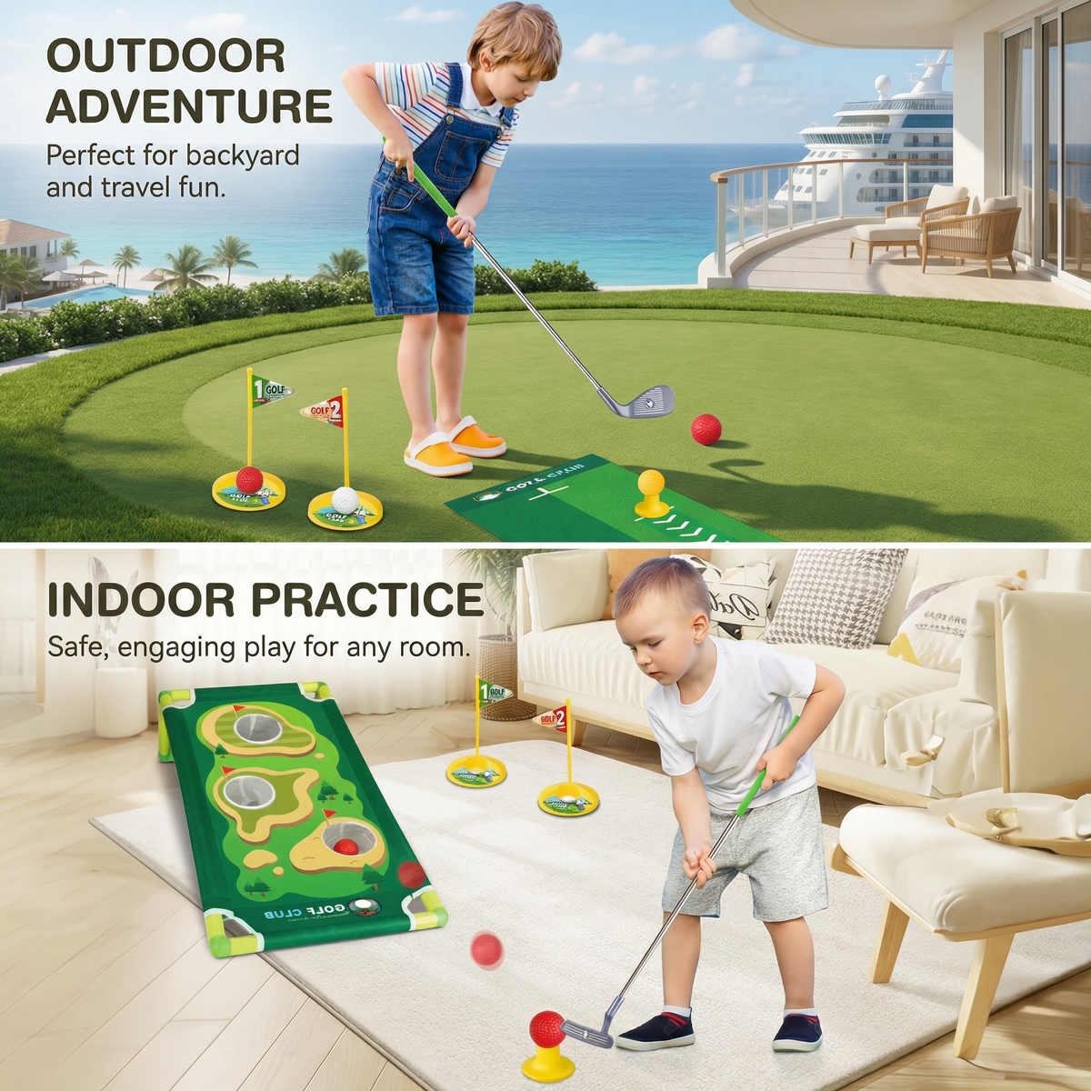 Indoor Outdoor Mini Golf Play Set – Kids
