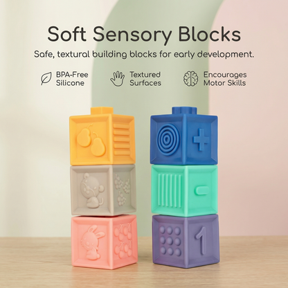 Interactive Soft Sensory Building Blocks Safari Friends Set