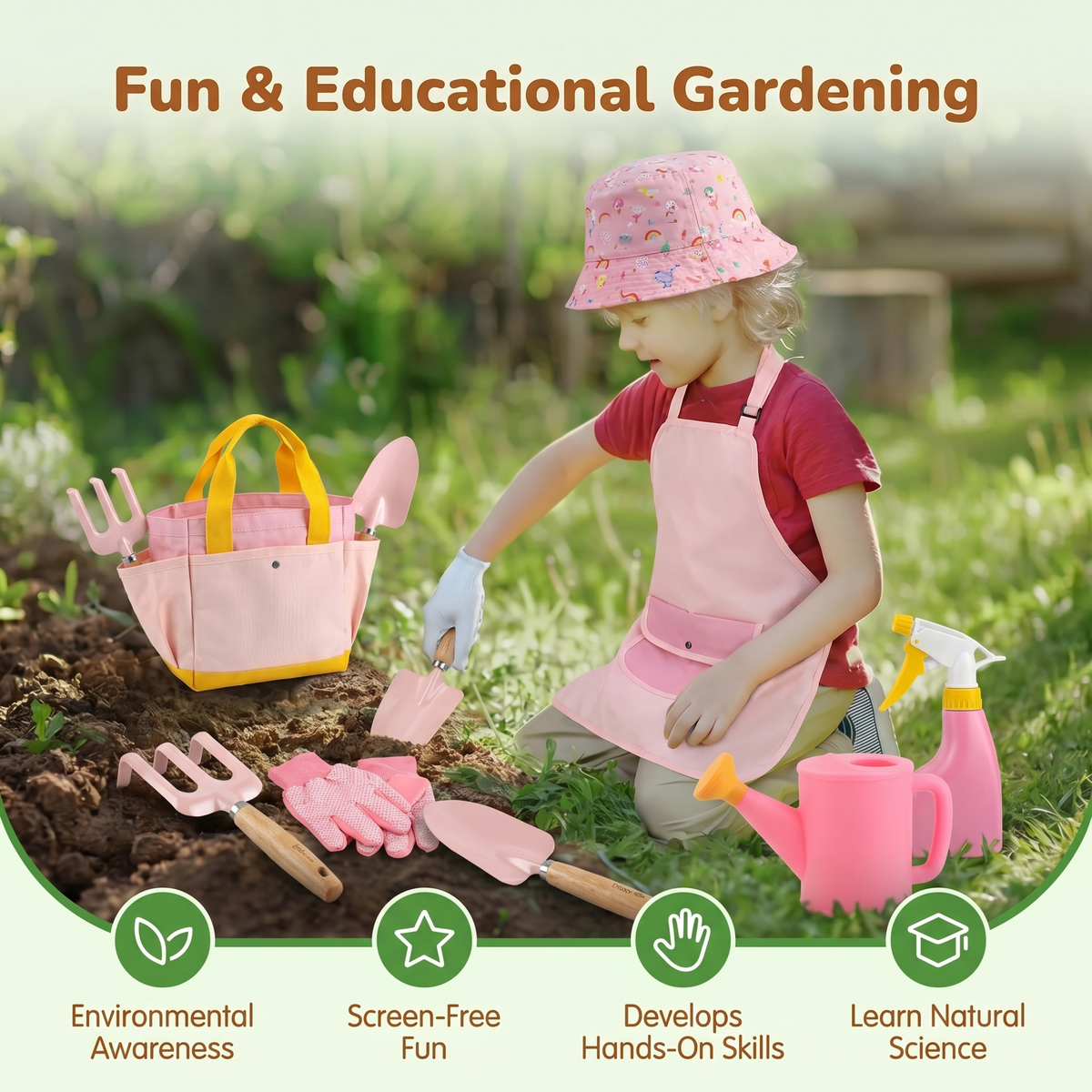 Kids Gardening Tool Set & Bag