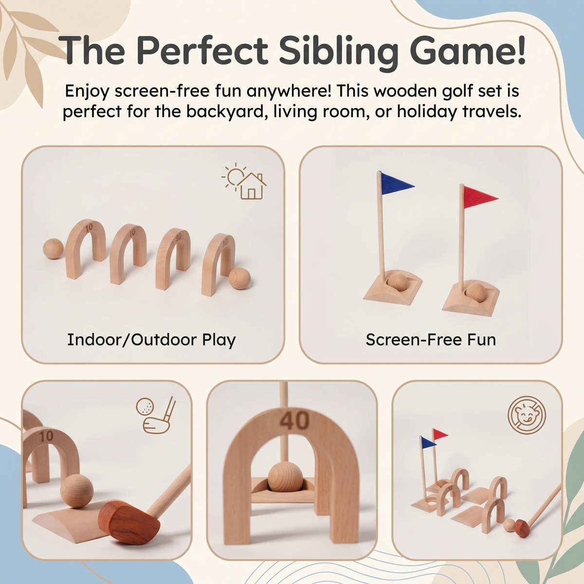 Wooden Kids Golf Set – Indoor Outdoor Play
