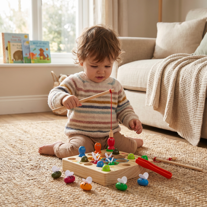 Interactive Wooden Magnetic Fishing Learning Toy