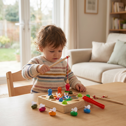 Interactive Wooden Magnetic Fishing Learning Toy
