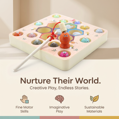 Interactive Wooden Magnetic Fishing Learning Toy