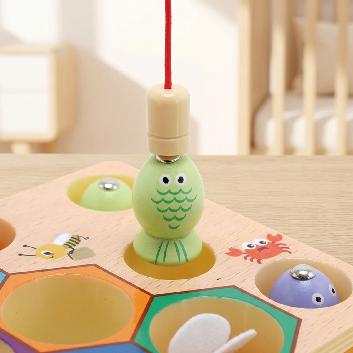 Interactive Wooden Magnetic Fishing Learning Toy