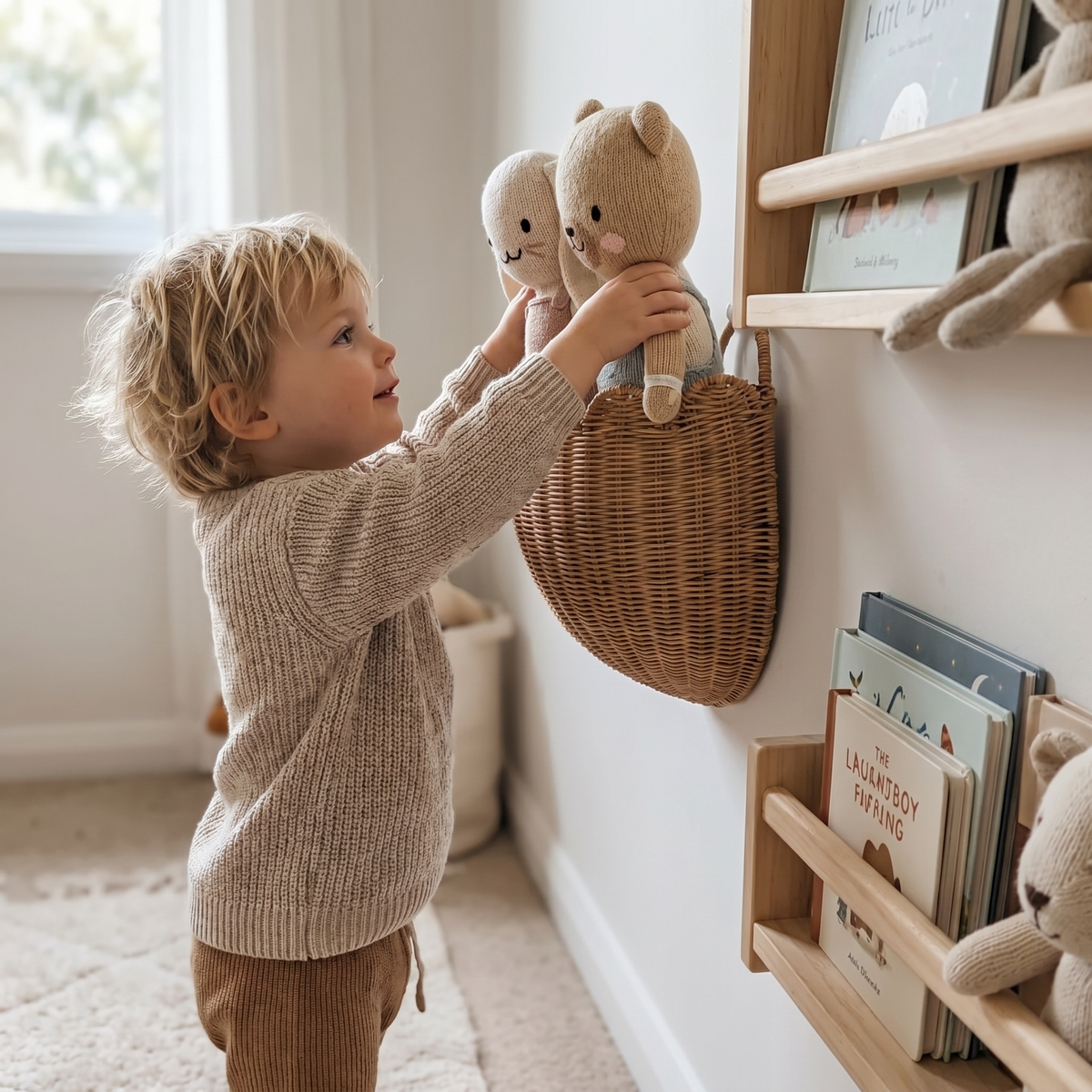 Interactive Nursery Wall Basket for Plush Toys