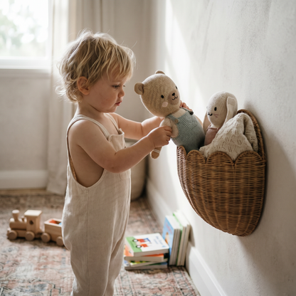 Interactive Nursery Wall Basket for Plush Toys