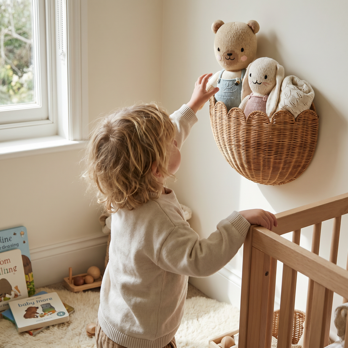 Interactive Nursery Wall Basket for Plush Toys