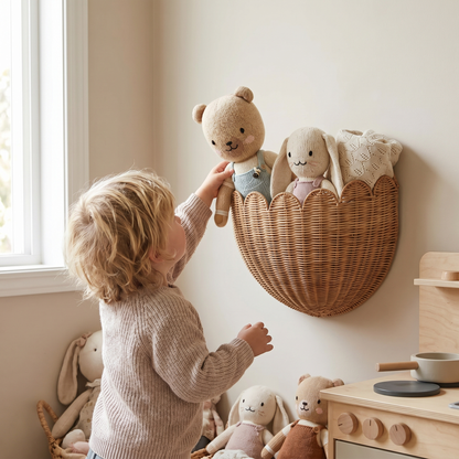 Interactive Nursery Wall Basket for Plush Toys
