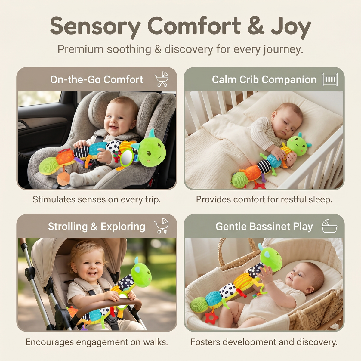 Interactive Soft Sensory Caterpillar Toy for Babies
