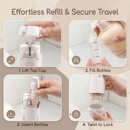 4 in 1 Refillable Travel Bottle Organiser | Family Favourite