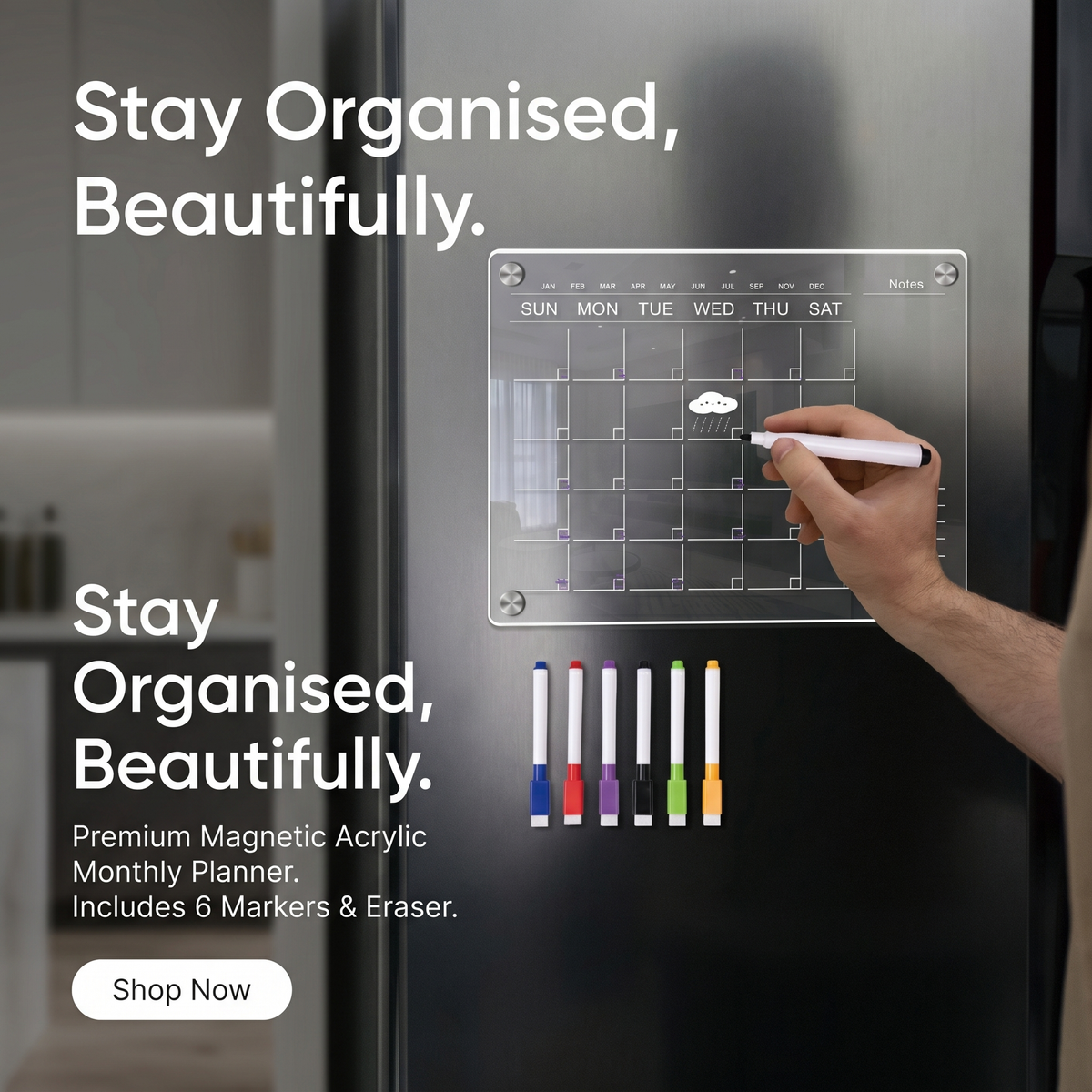 Magnetic Family Fridge Calendar Planner | Family Favourite