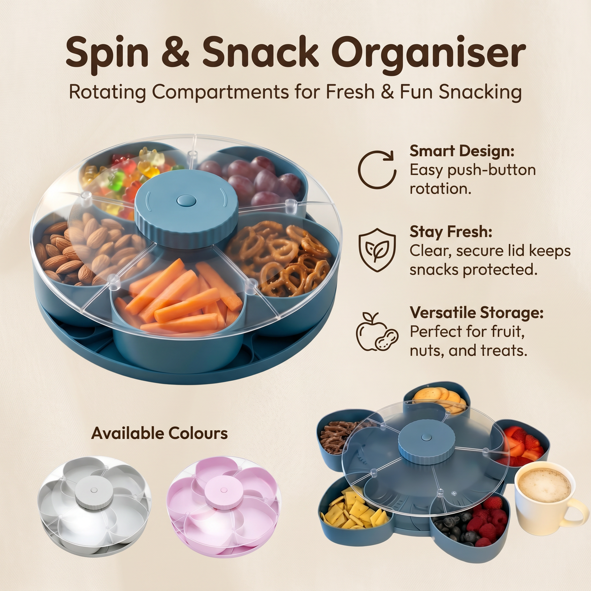 Rotating Serving Tray – Snacks