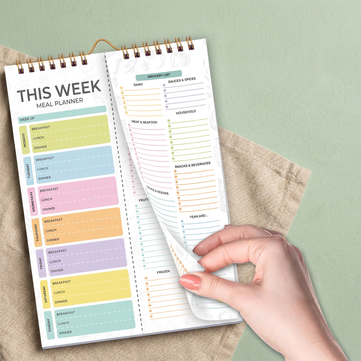 Magnetic Weekly Meal Planner & Tear Off Pages