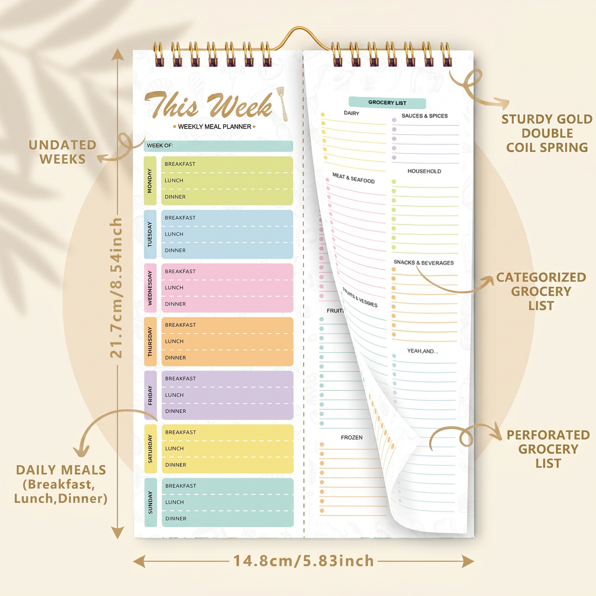 Magnetic Weekly Meal Planner & Tear Off Pages