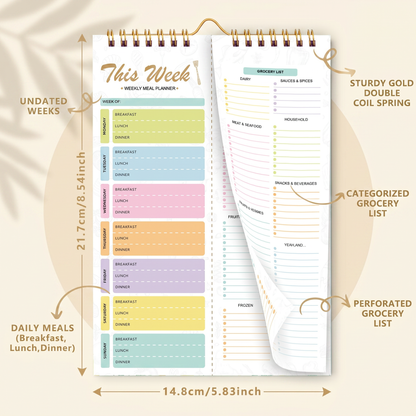 Magnetic Weekly Meal Planner & Tear Off Pages