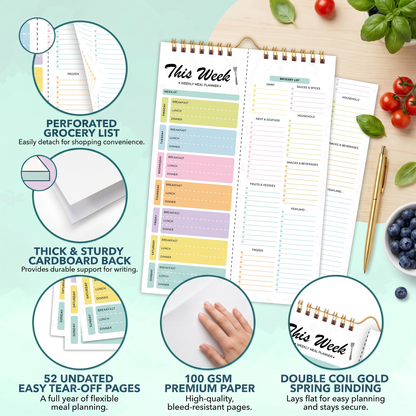 Magnetic Weekly Meal Planner & Tear Off Pages