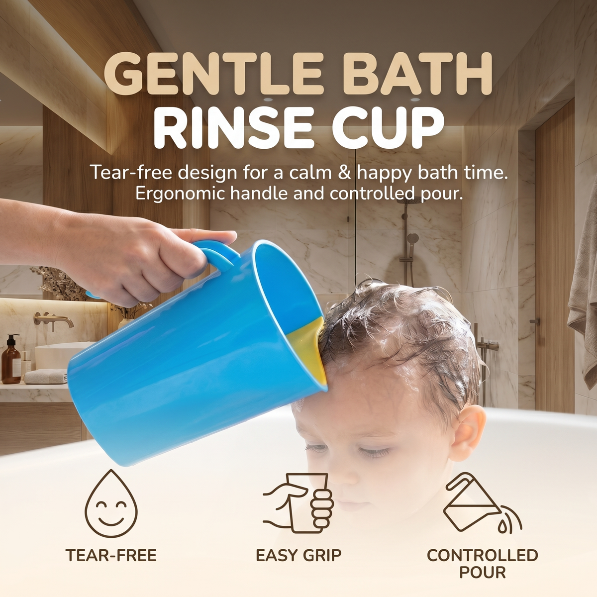 Kids Shampoo Rinse Cup for Tear-Free Bath Time
