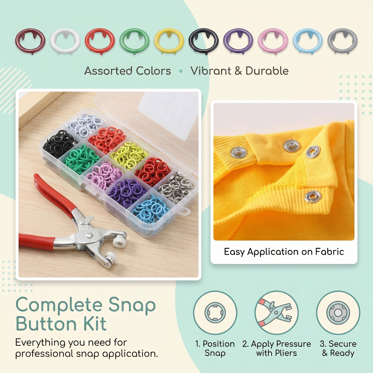Creative Snap Fastener Kit for Clothing and Crafts