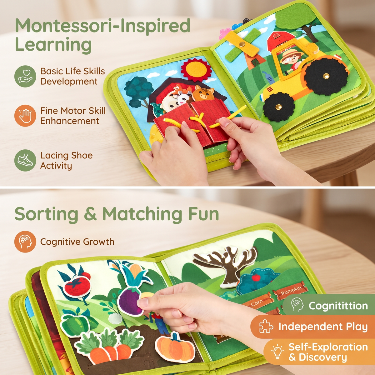 Montessori Farm Learning Busy Book for Toddlers