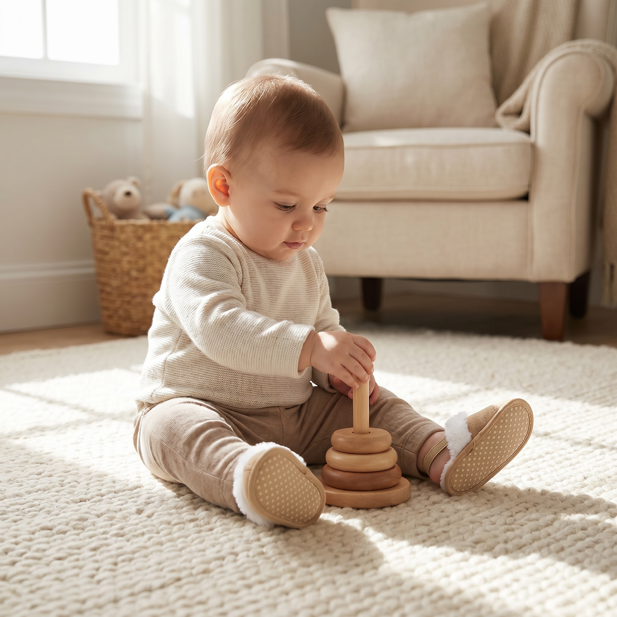 Comfortable Soft Baby House Slippers with Back Strap