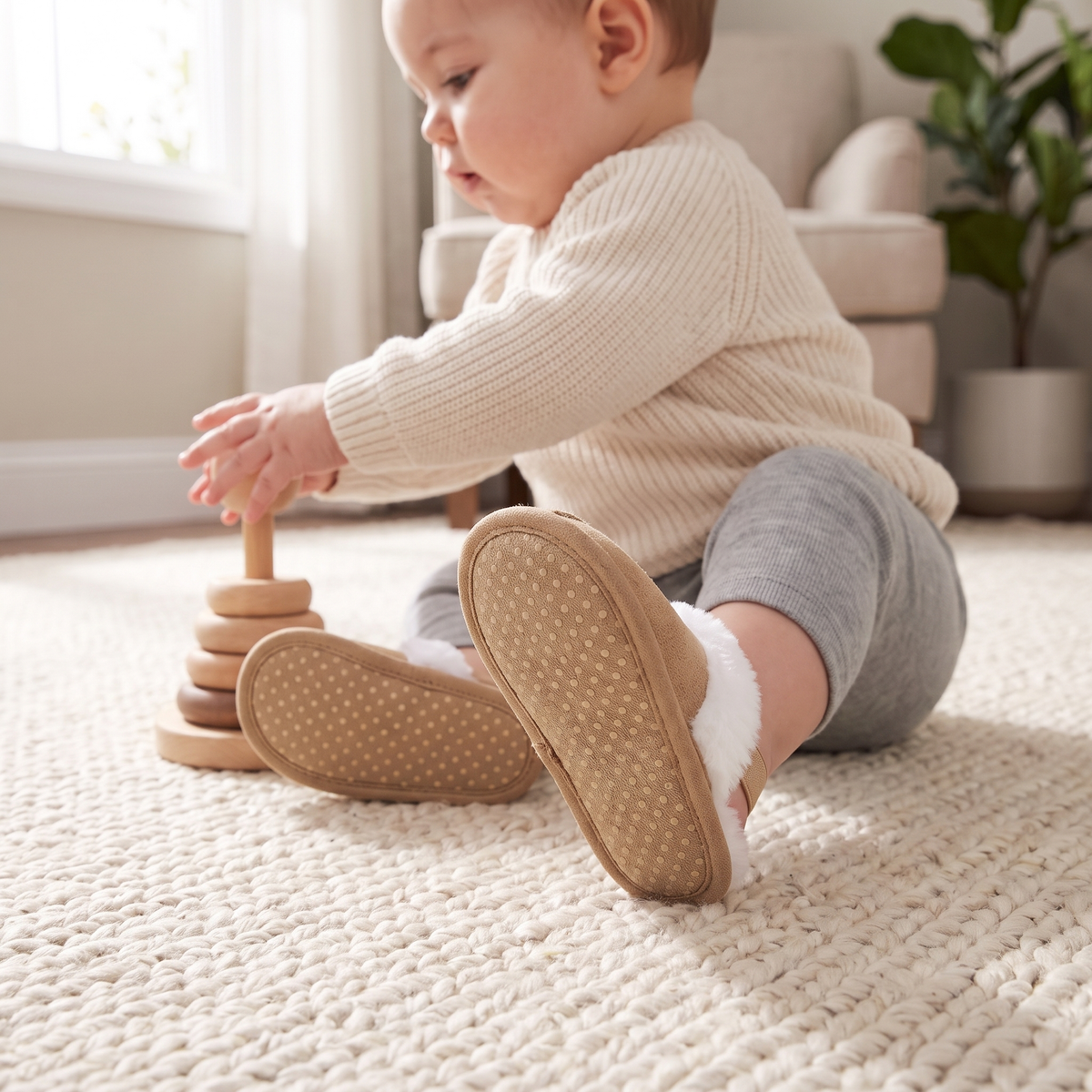 Comfortable Soft Baby House Slippers with Back Strap