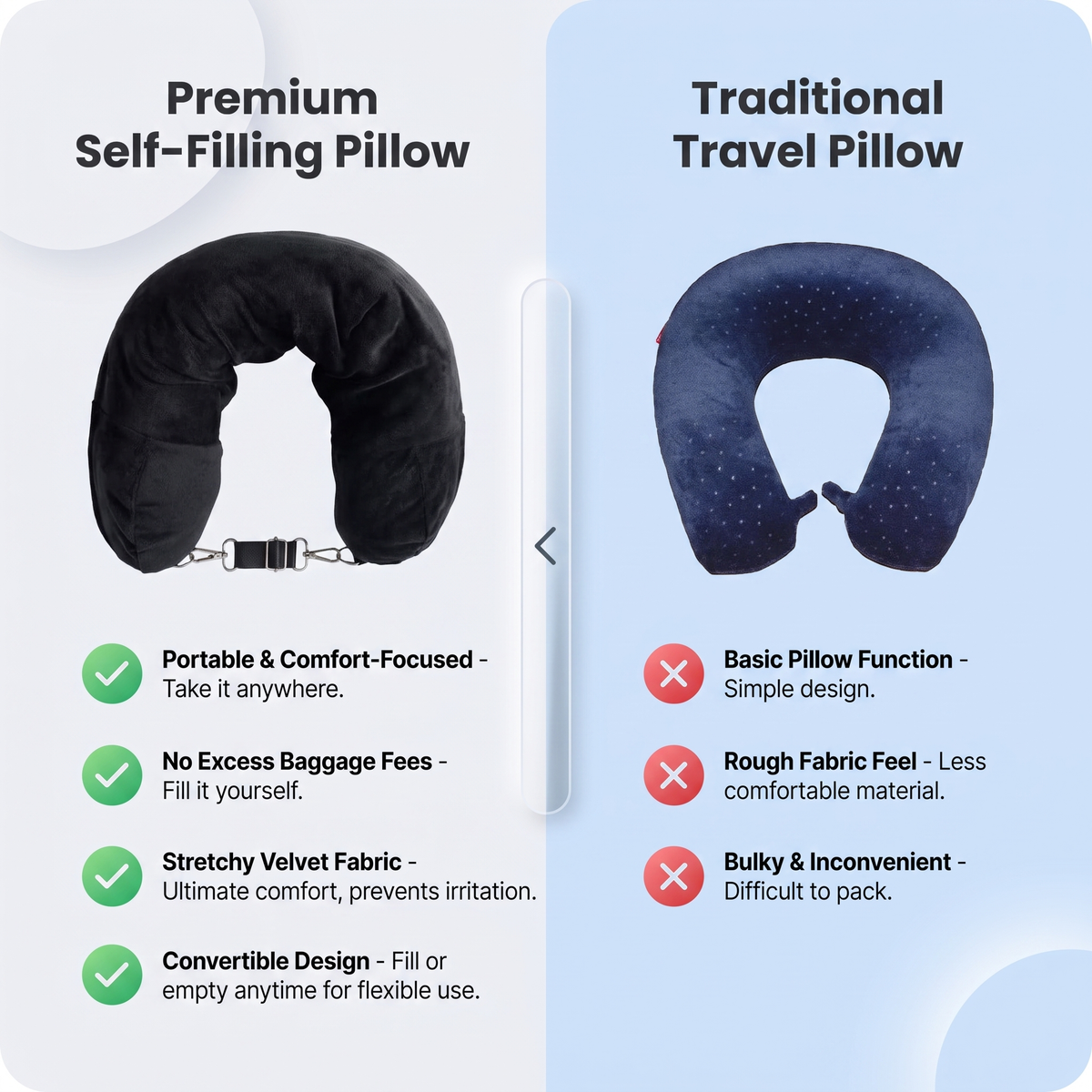 Travel Neck Pillow & Hidden Storage Pocket