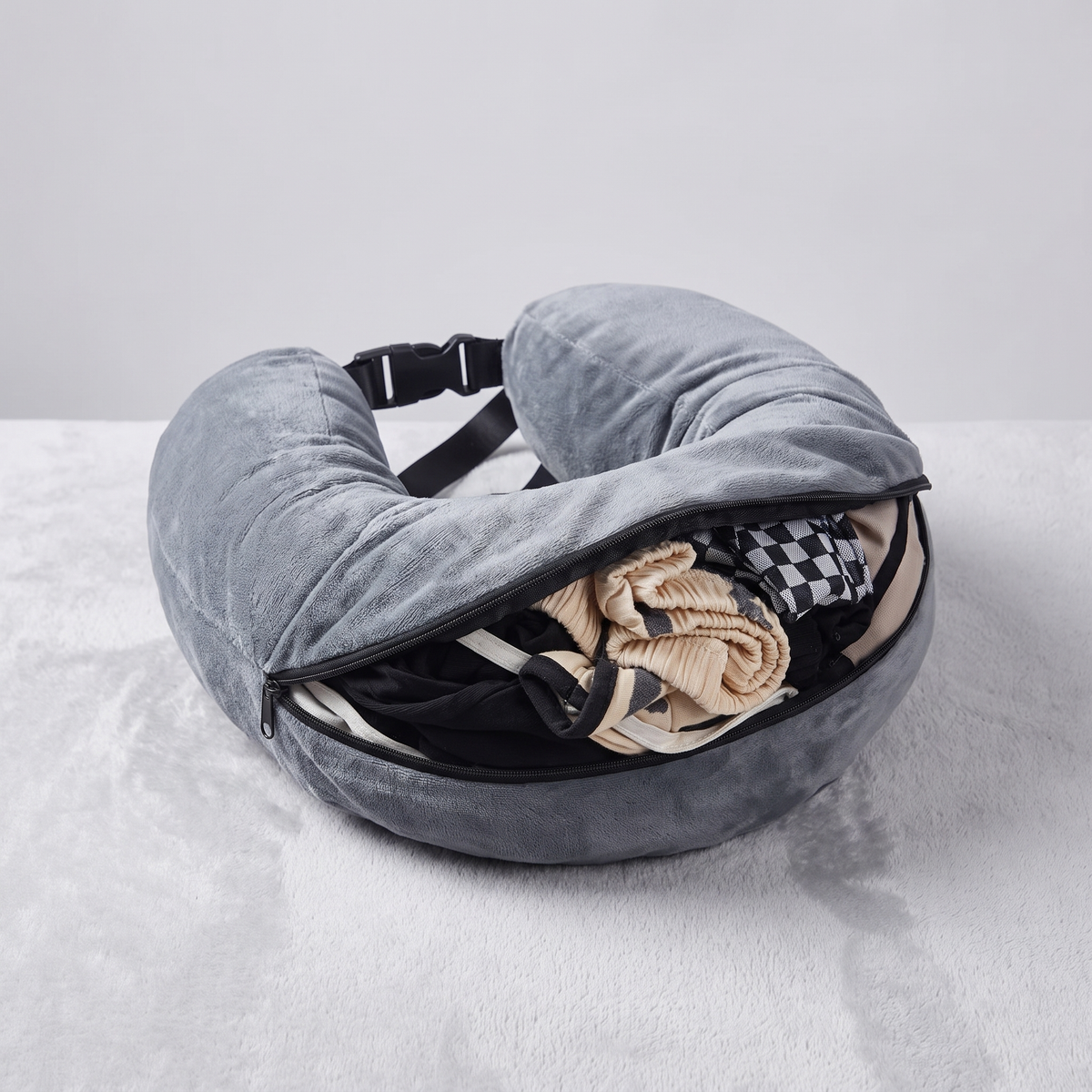 Travel Neck Pillow & Hidden Storage Pocket