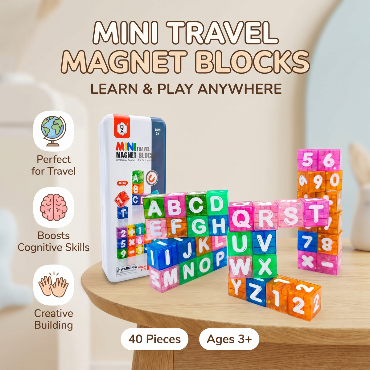 Magnetic Alphabet & Number Learning Blocks for Kids