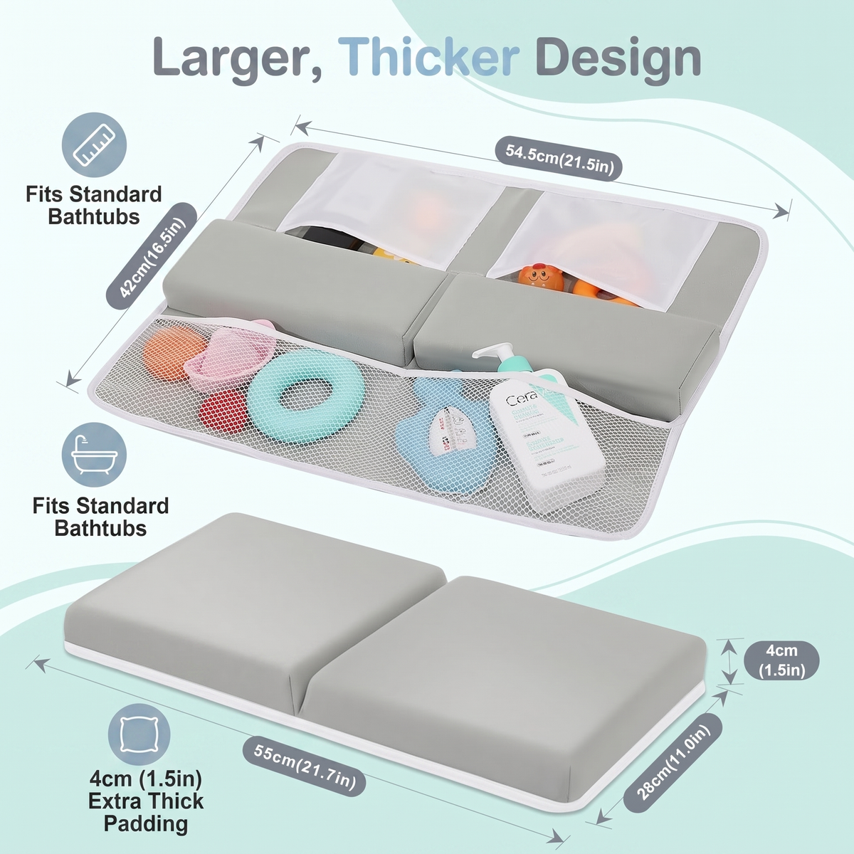 Interactive Baby Bath Knee Pad with Toy Organiser