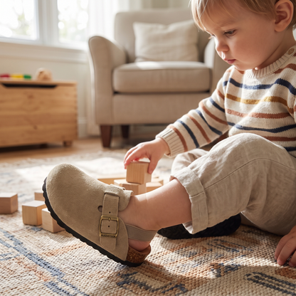 Comfortable Adjustable Genuine Leather Kids Clogs