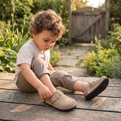 Comfortable Adjustable Genuine Leather Kids Clogs