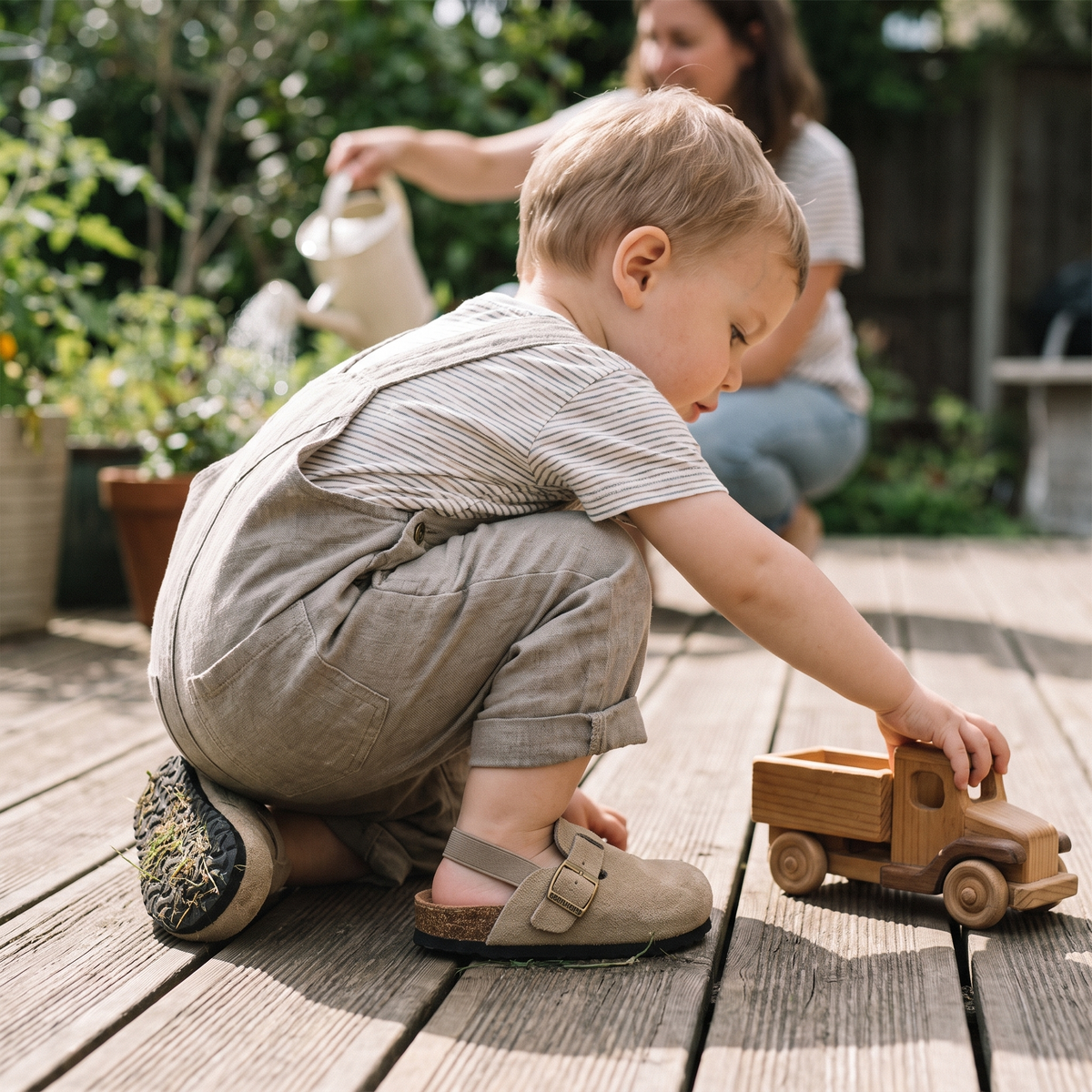 Comfortable Adjustable Genuine Leather Kids Clogs