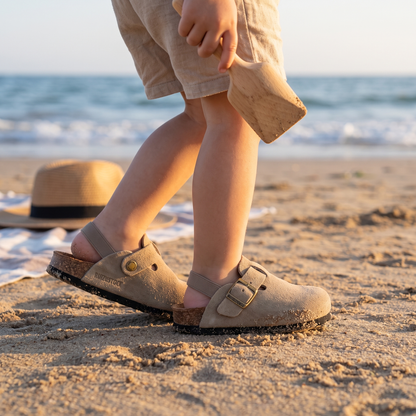 Comfortable Adjustable Genuine Leather Kids Clogs