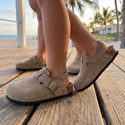 Comfortable Adjustable Genuine Leather Kids Clogs
