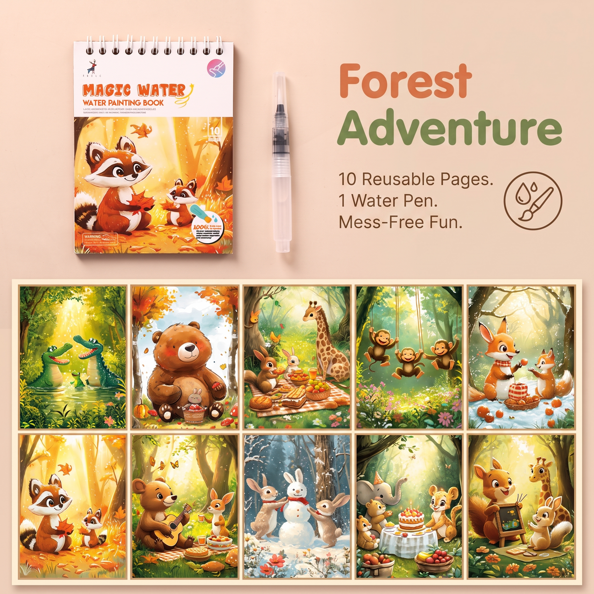 Reusable Magic Water Colouring Book for Kids