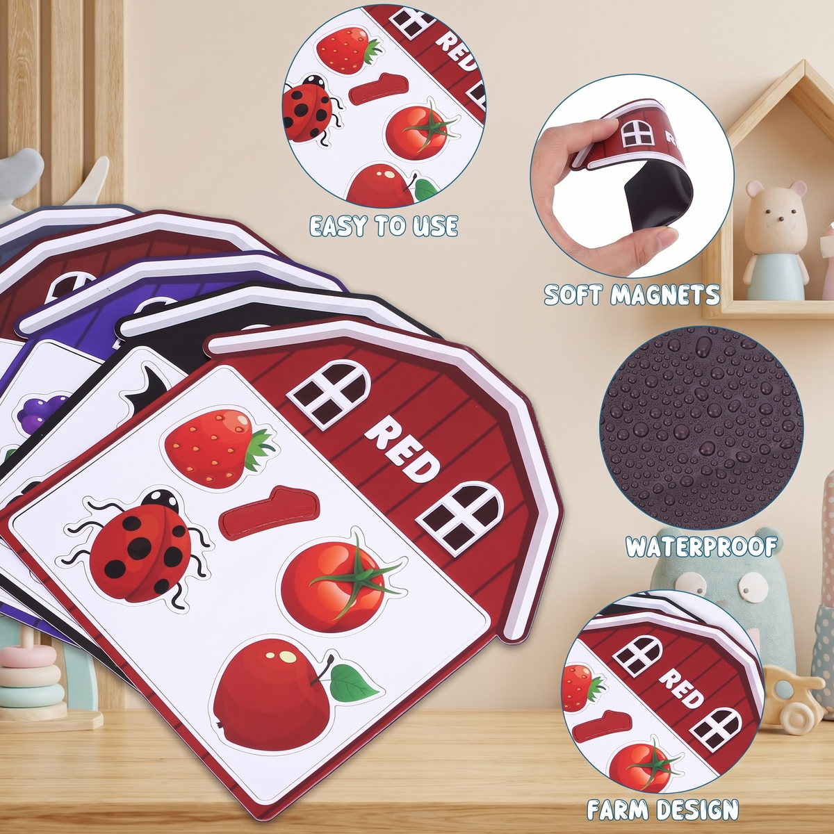 Interactive Farm Fridge Magnets Learning Set for Kids