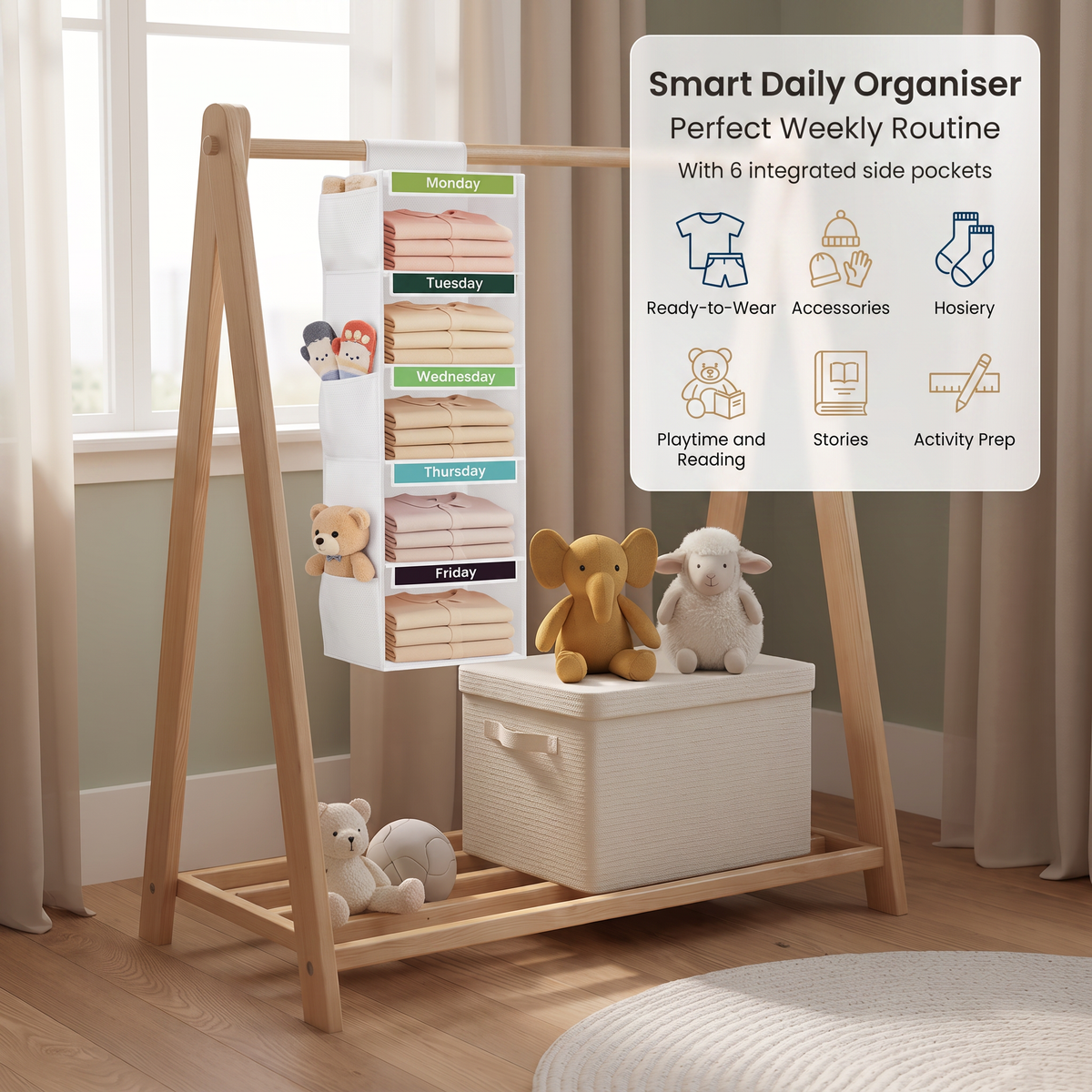 Hanging Weekly Clothes Organiser – Kids