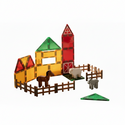 Magnetic Farm Building Tiles for Kids, 26-Piece Set