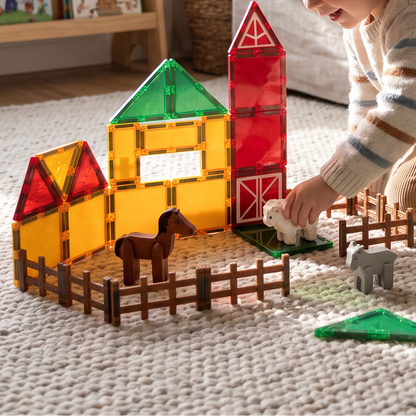 Magnetic Farm Building Tiles for Kids, 26-Piece Set