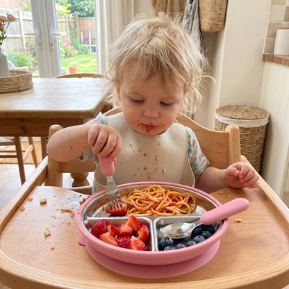 Stainless Steel Toddler Plate & Suction Base (3-Pack)