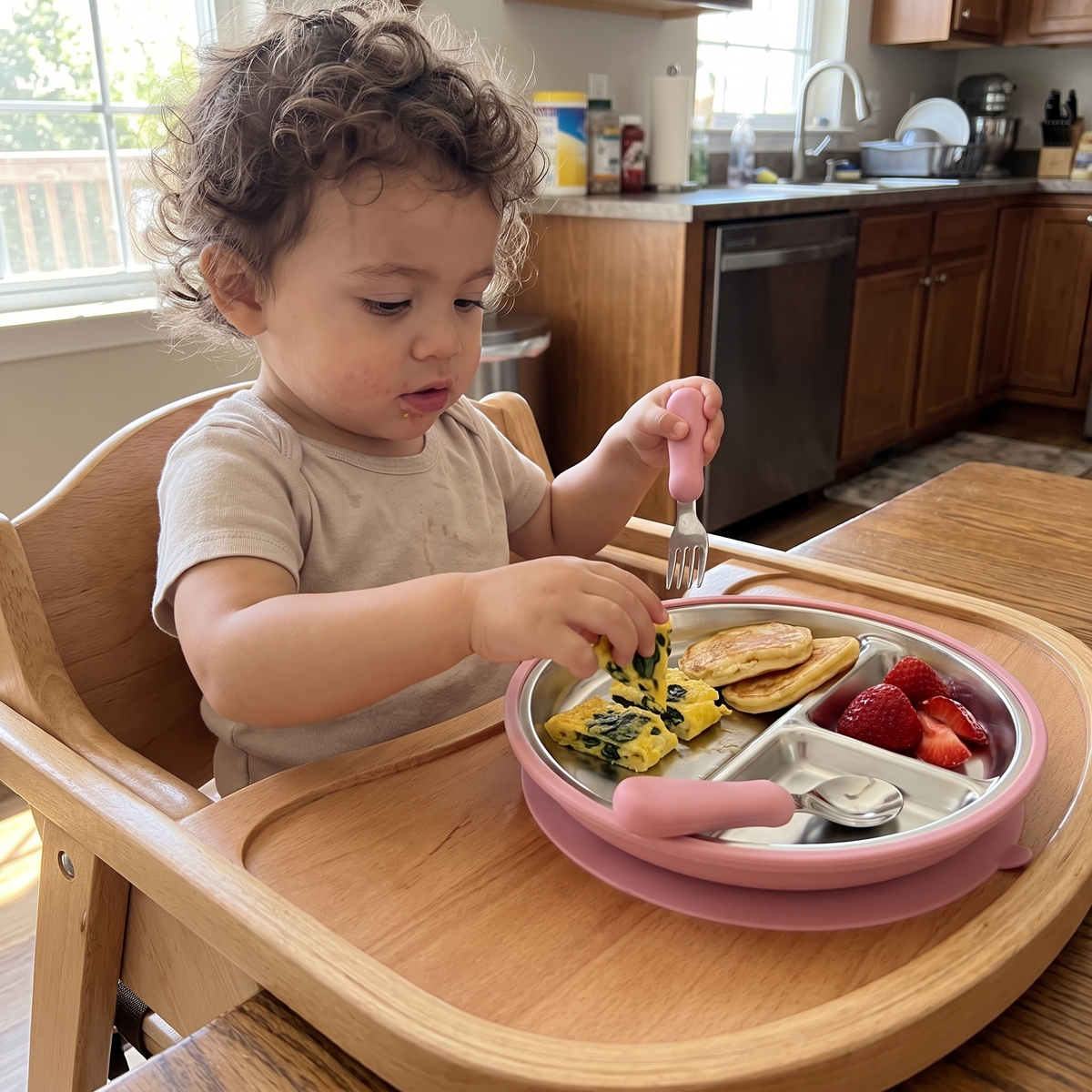 Stainless Steel Toddler Plate & Suction Base (3-Pack)