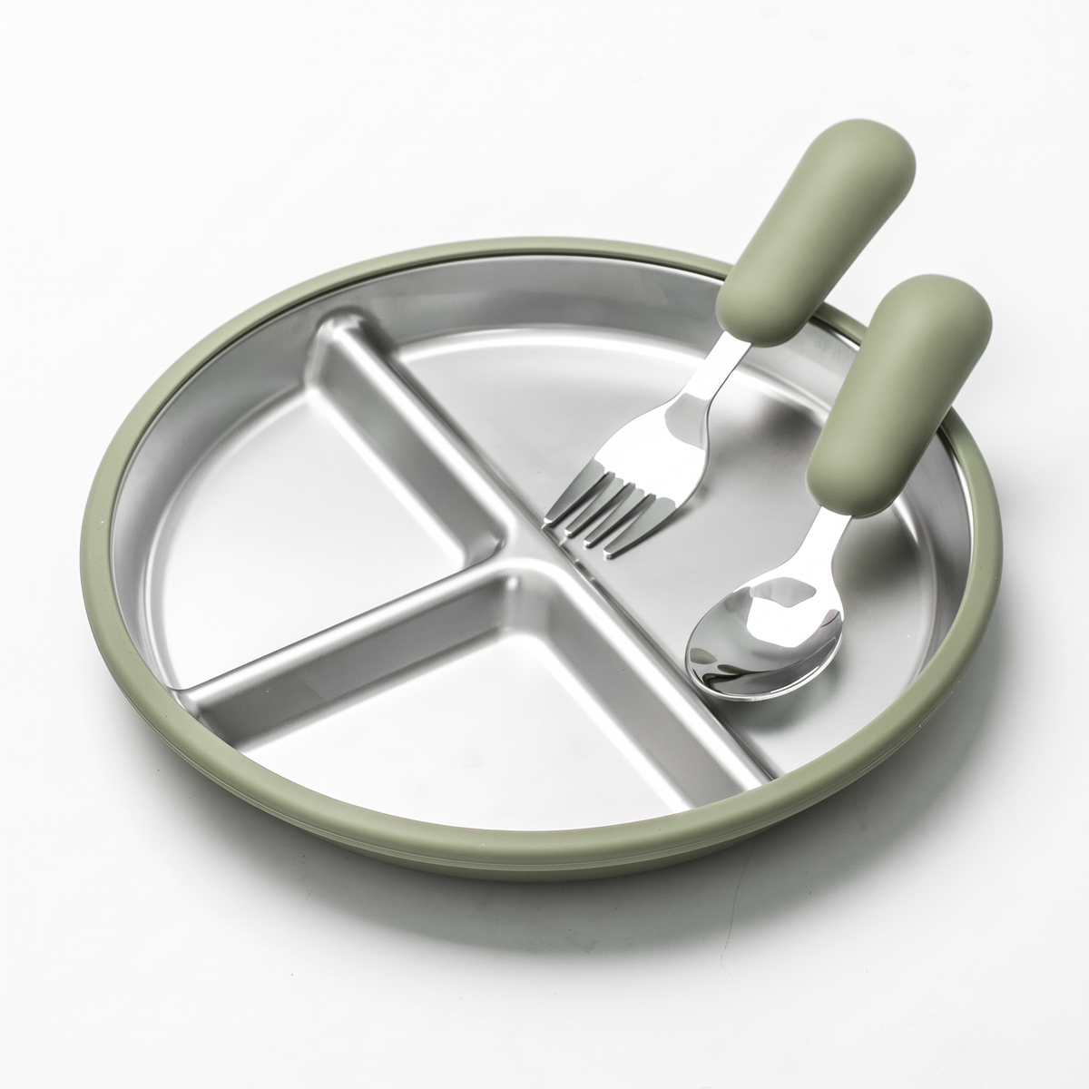 Stainless Steel Toddler Plate & Suction Base (3-Pack)