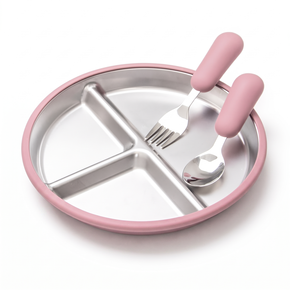 Stainless Steel Toddler Plate & Suction Base (3-Pack)