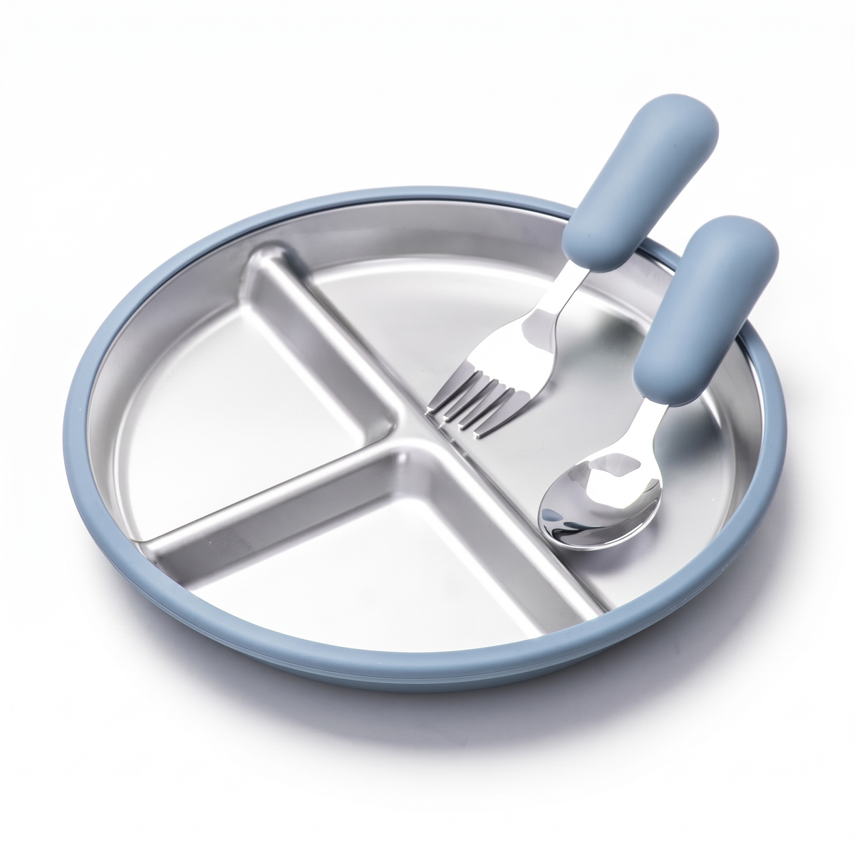 Stainless Steel Toddler Plate & Suction Base (3-Pack)
