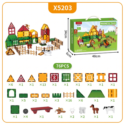 Magnetic Farm Building Tiles for Kids, 26-Piece Set