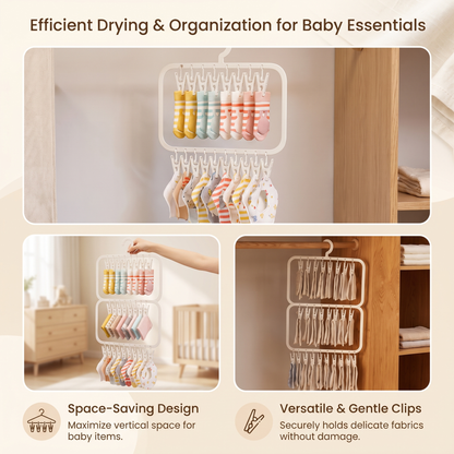 Baby Clothes Hanging Organiser & Clips