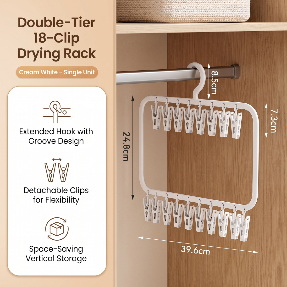 Baby Clothes Hanging Organiser & Clips