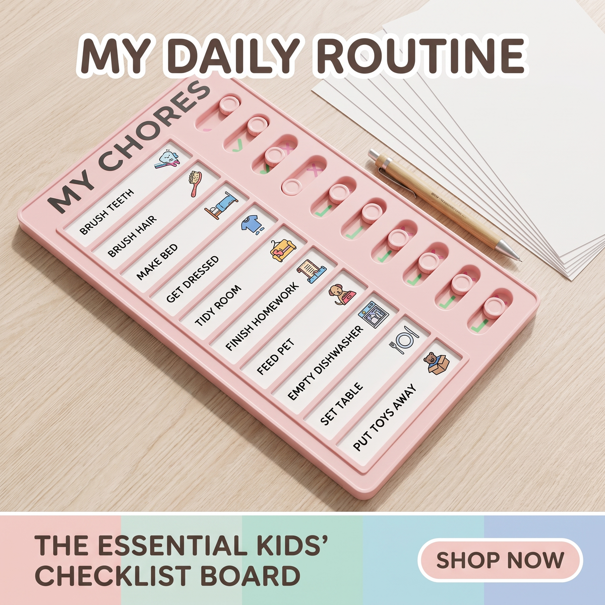 Reusable Kids Daily Routine & Chore Planner