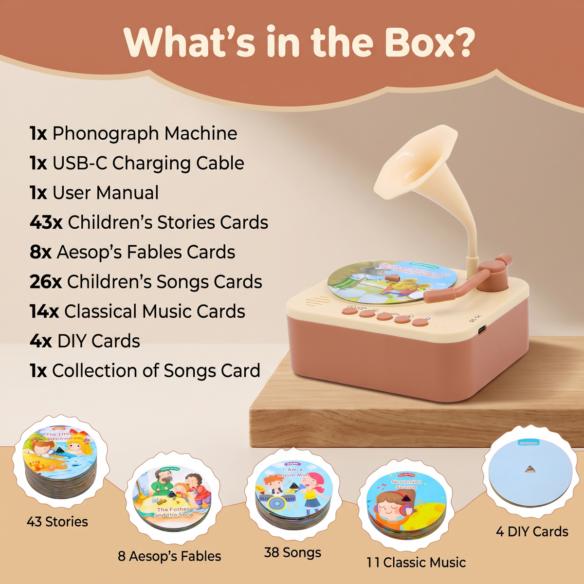 Kids Story Player with Songs & 96 Story Cards