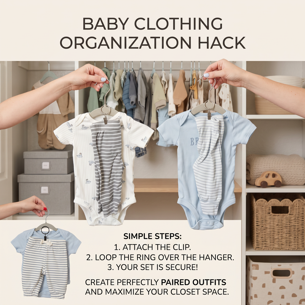 Baby Clothes Organisation Hanger Clips – 10 Pack for Everyday Baby Care